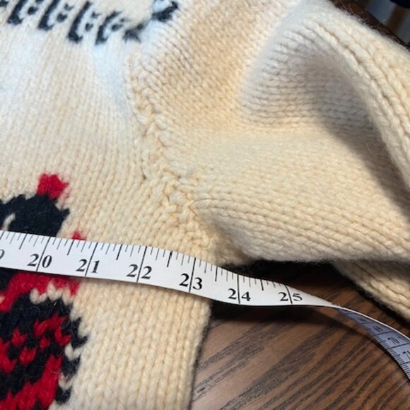 Cowichan Curling style Vintage 1960's Wool Sweater, Bulldozer - Picture 12 of 16